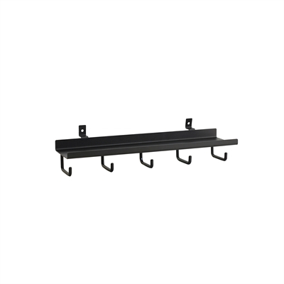 Schwarzes Regal mit 5 Haken