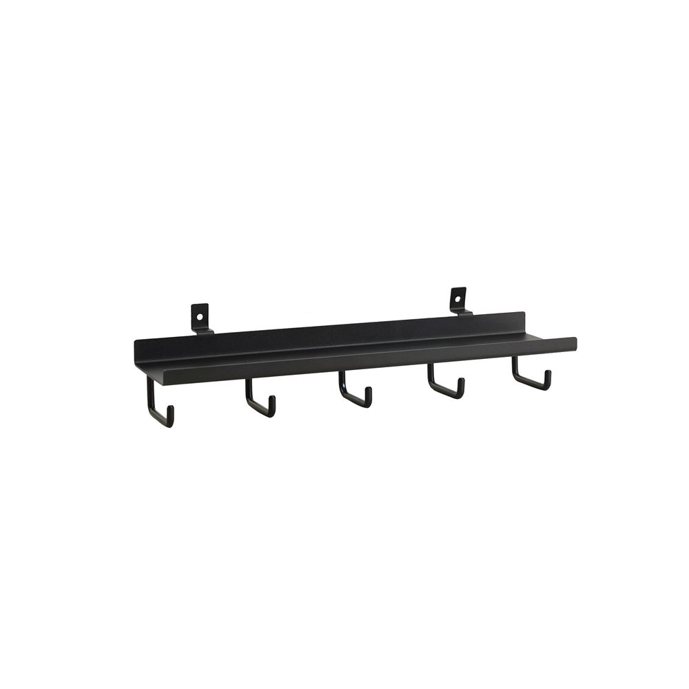 Schwarzes Regal mit 5 Haken
